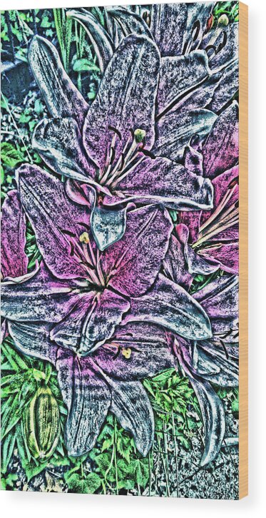 Grass Green Wood Print featuring the digital art Lillies by Vickie G Buccini