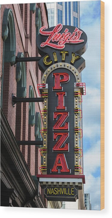 Nashville Wood Print featuring the photograph Luigi's Pizza by Stephen Stookey