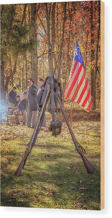 Civil War Wood Print featuring the photograph Musket Stand by Susan Rissi Tregoning