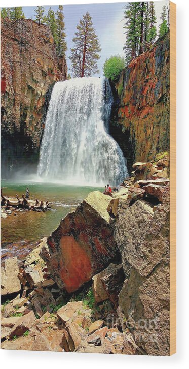 California Wood Print featuring the photograph Rainbow Falls 17 by Joe Lach