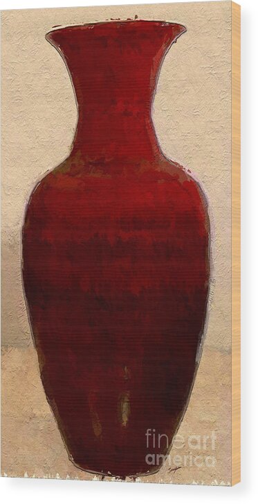 Anthony Fishburne Wood Print featuring the digital art Red floor vase by Anthony Fishburne
