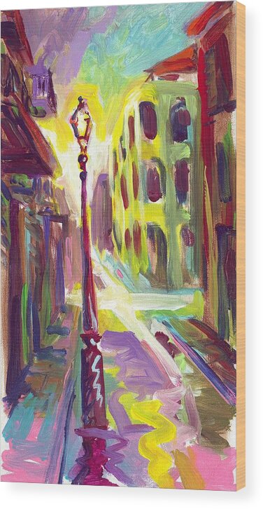 Royal Street Wood Print featuring the painting Royal Street New Orleans by Saundra Bolen Samuel