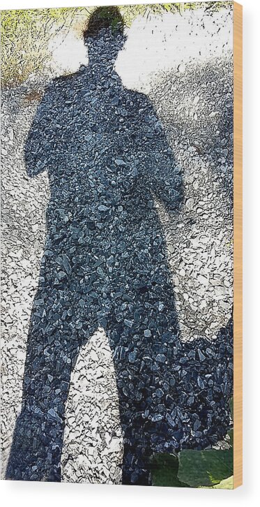 Shadow Wood Print featuring the photograph Shadow Man by Richard Ortolano
