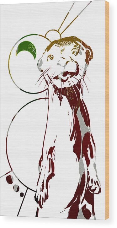  Wood Print featuring the painting Spirit Animal . Otter by John Gholson