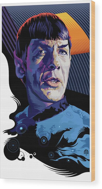 Spock Wood Print featuring the digital art Star Trek Spock Pop Art Portrait by Garth Glazier
