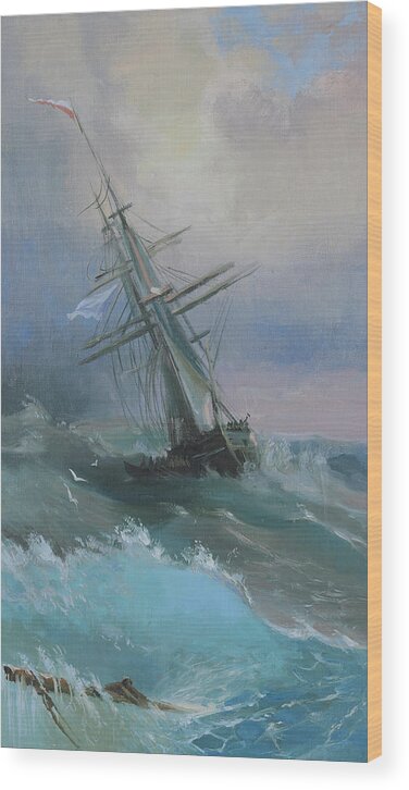 Russian Artists New Wave Wood Print featuring the painting Stormy Sails by Ilya Kondrashov