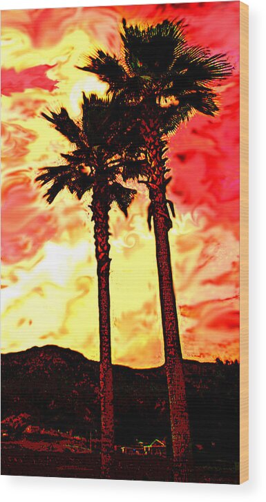 Palm Wood Print featuring the photograph Sunset Palms by Pat Wagner