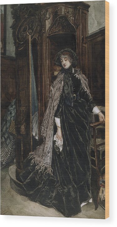 19th Century Art Wood Print featuring the painting The Confessional by James Tissot