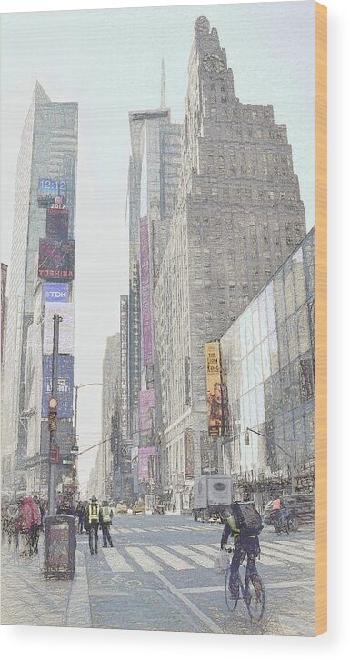Times Square Wood Print featuring the photograph Times Square Street Scene by Dyle Warren