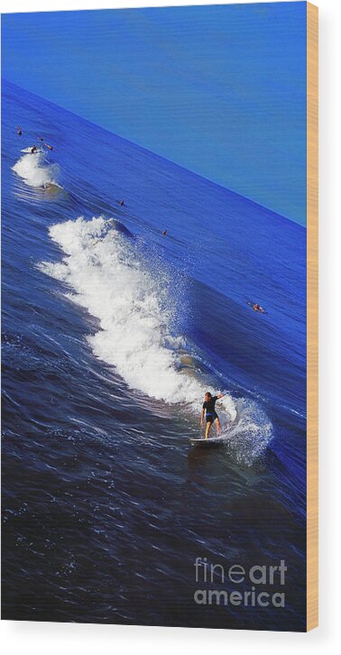 Surfer Wood Print featuring the photograph Surfer and Earths Curve by Tom Jelen