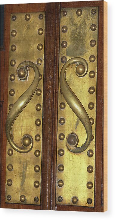 Door Wood Print featuring the photograph Victorian Door Pulls by Phyllis Denton