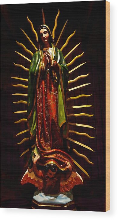 Virgin Of Guadalupe Wood Print featuring the photograph Virgin of Guadalupe by Joan Reese
