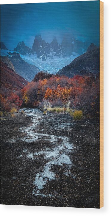 Mountains Wood Print featuring the photograph A Dragon From The Fitz Roy by Bing Li