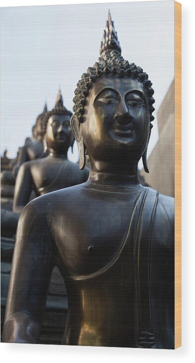 Statue Wood Print featuring the photograph Buddha Statues In Gangaramaya Temple by @ Didier Marti