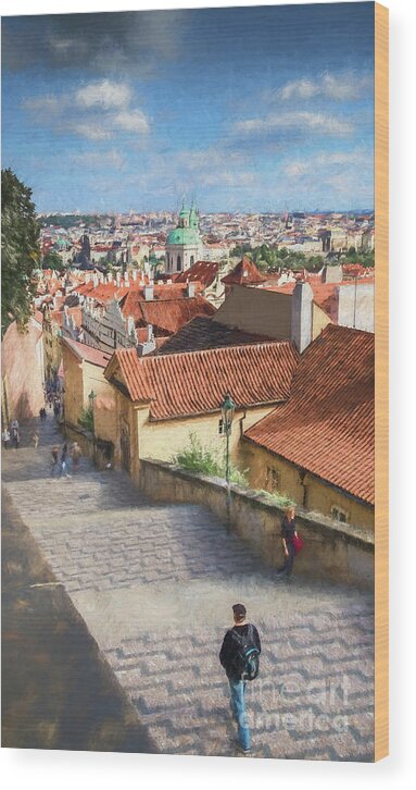 Prague Wood Print featuring the photograph Descent Into Mala Strana, Prague by Philip Preston