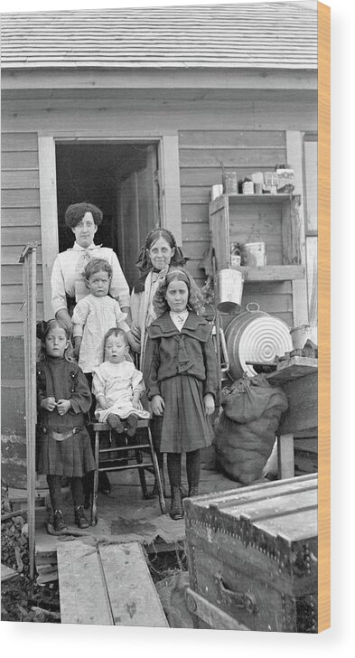 Man Wood Print featuring the painting Family portrait, Lovett, Alberta, ca. 1916 by Celestial Images