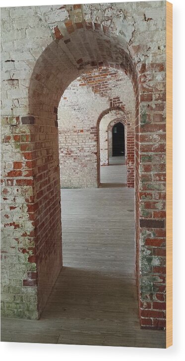 Brick Archways Wood Print featuring the photograph Fort Macon Archways 5 by Paddy Shaffer