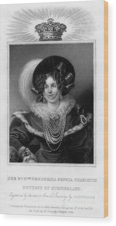Engraving Wood Print featuring the drawing Frederica Sophia Charlotte, Duchess by Print Collector