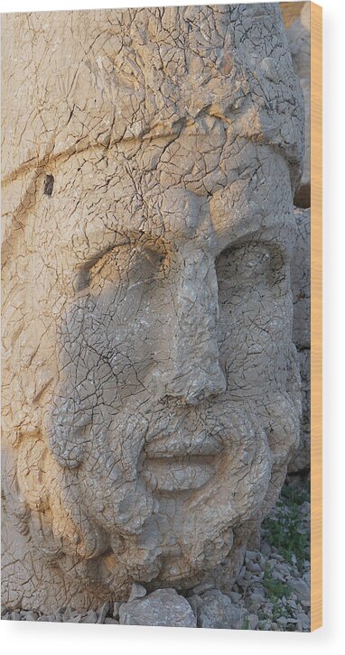 Greek Wood Print featuring the photograph Giant head of Heracles, tumulus by Steve Estvanik