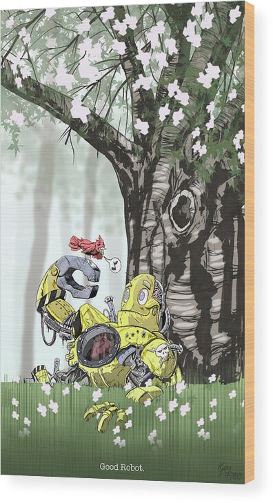 Robot Wood Print featuring the digital art Good Robot by Kynn Peterkin