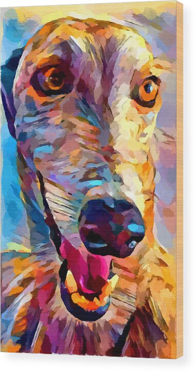 Dog Wood Print featuring the painting Greyhound by Chris Butler