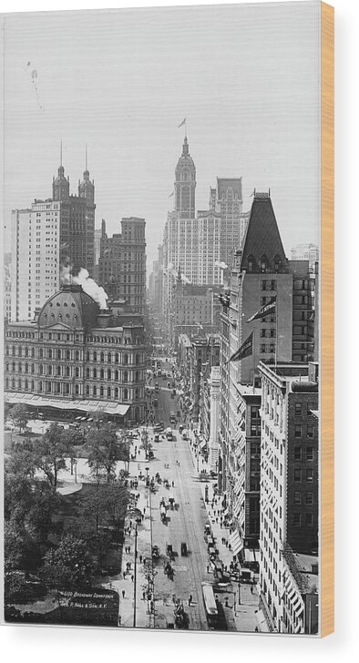 Office Wood Print featuring the photograph High-angle View Of Broadway Looking by The New York Historical Society
