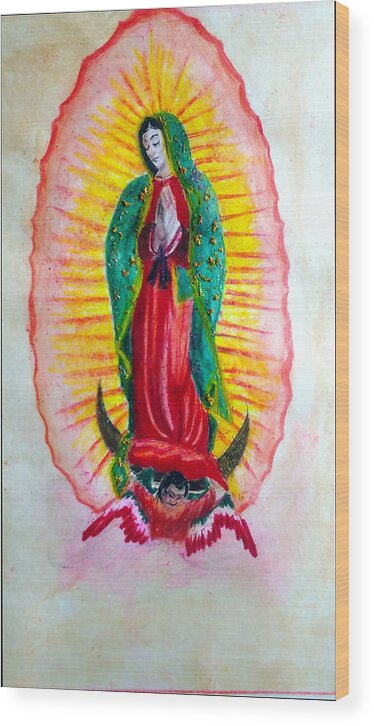 Prison Art Wood Print featuring the drawing LA Virgen The Virgin by Sapo
