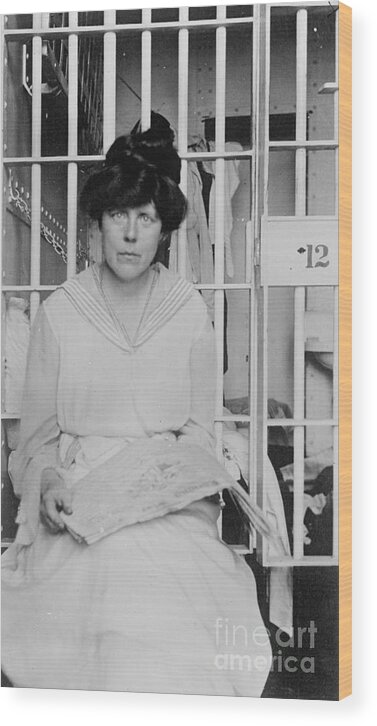 Harris & Ewing Wood Print featuring the photograph Miss Lucy Burns In Occoquan Workhouse, Washington, 1917 (b/w Photo) by Harris & Ewing