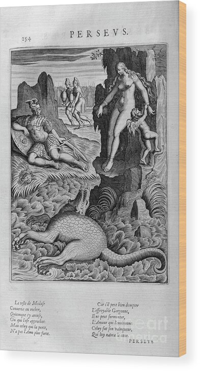 Engraving Wood Print featuring the drawing Perseus Rescuing Andromeda, 1615 by Print Collector