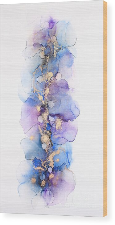 Alcohol Ink Wood Print featuring the painting Petals and Dots Abstract Painting by Alissa Beth Photography