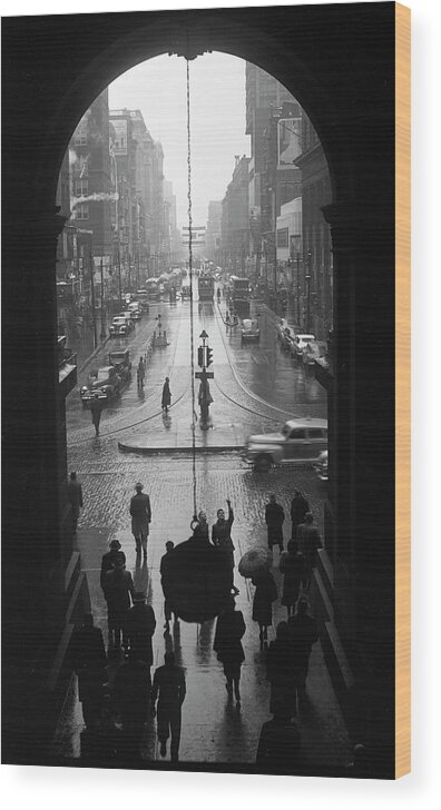 City Hall Wood Print featuring the photograph Philadelphia City Hall, East Portal, 1950 by Lawrence S Williams