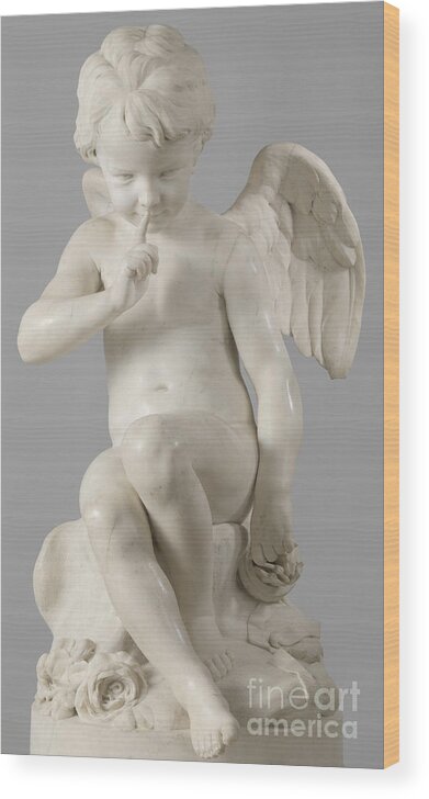 Seated Cupid Wood Print featuring the sculpture Seated Cupid, 1757 marble by Etienne-Maurice Falconet