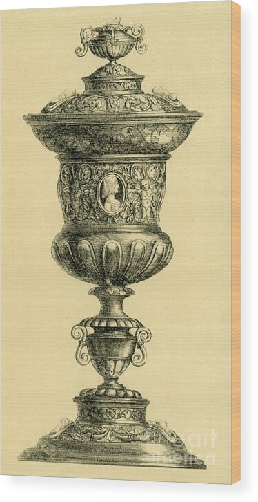 Engraving Wood Print featuring the drawing Silver Cup And Lid by Print Collector