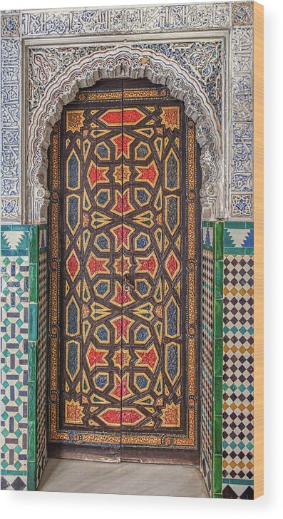 Door Wood Print featuring the photograph Tiled Door of Sevilla by David Letts