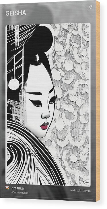 Abstract. Geisha Wood Print featuring the digital art Geisha 9 by Denise F Fulmer