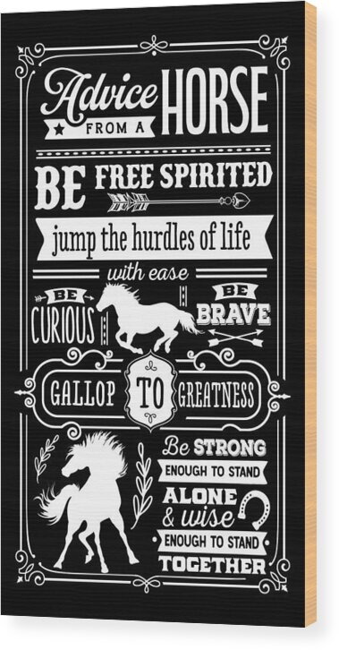 Family Wood Print featuring the digital art Advice From A Horse by Sambel Pedes