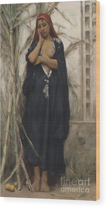 Woman Wood Print featuring the painting Au Jardin, 1881 by Julius Leblanc Stewart by Julius Leblanc Stewart