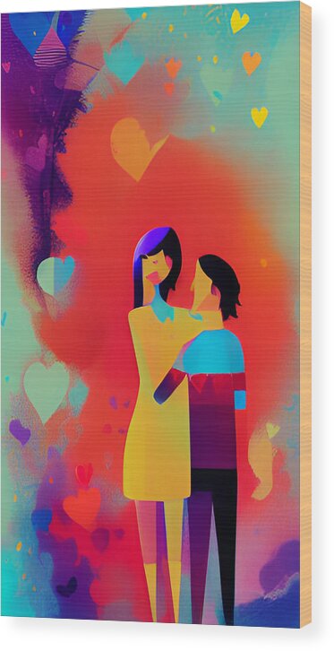 Cool Art Wood Print featuring the digital art Blossoming Love by Ronald Mills