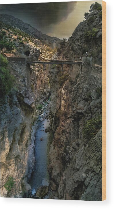 Bridge Wood Print featuring the photograph Caminito del Rey - the miners' bridge by Micah Offman