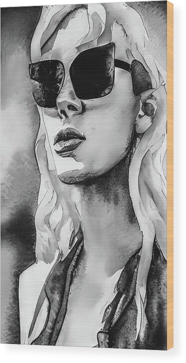 Wall Art Wood Print featuring the painting Cheap Sunglasses 4 by Bob Orsillo