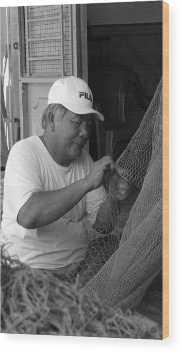 Fisher Wood Print featuring the photograph Fisherman portrait by Robert Bociaga