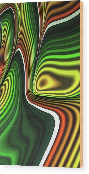 Fractal Wood Print featuring the digital art Fruit Stripes Fractal Abstract by Shelli Fitzpatrick