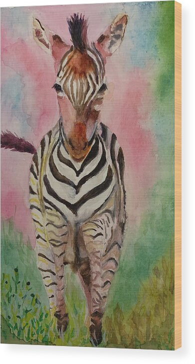 Zebra Wood Print featuring the painting Going Places by Tracy Hutchinson