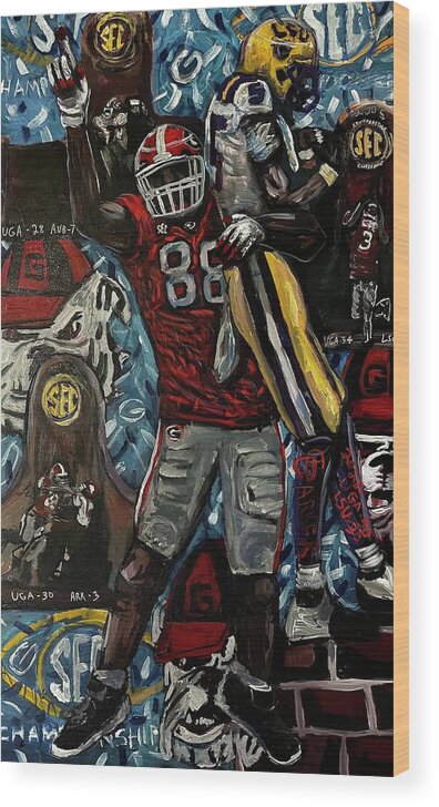 Jalen Carter Wood Print featuring the painting Jalen Carter by Chad Barker