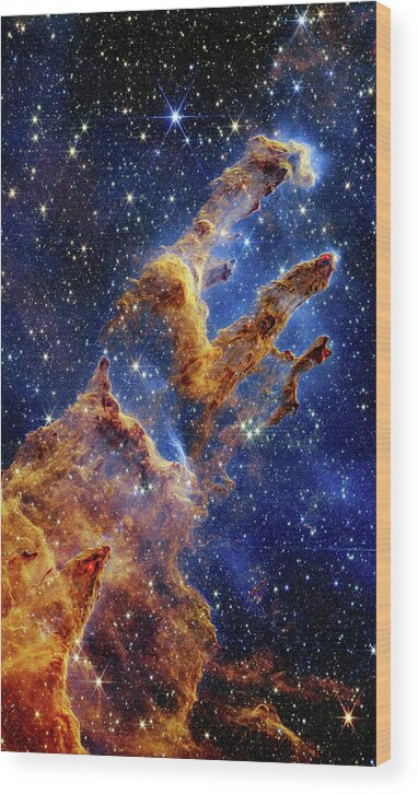 Webb Wood Print featuring the photograph James Webb Space Telescope - Pillars of Creation - NIRCam Image by Eric Glaser
