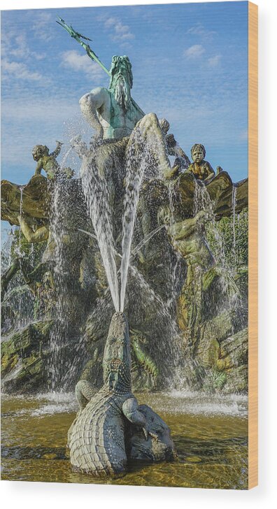 Neptune Wood Print featuring the photograph Neptune Fountain, Berlin, Germany by WAZgriffin Digital