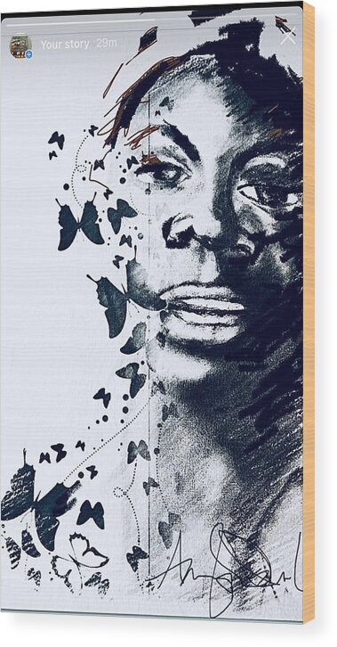  Wood Print featuring the mixed media Nina by Angie ONeal