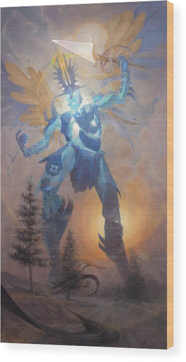 Angel Wood Print featuring the painting Paper Archangel by Guy Kinnear