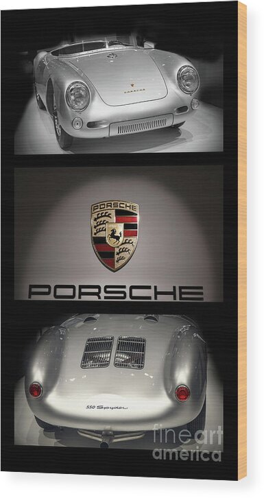 Porsche 550 Wood Print featuring the photograph Porsche 550 Spyder triptych by Stefano Senise