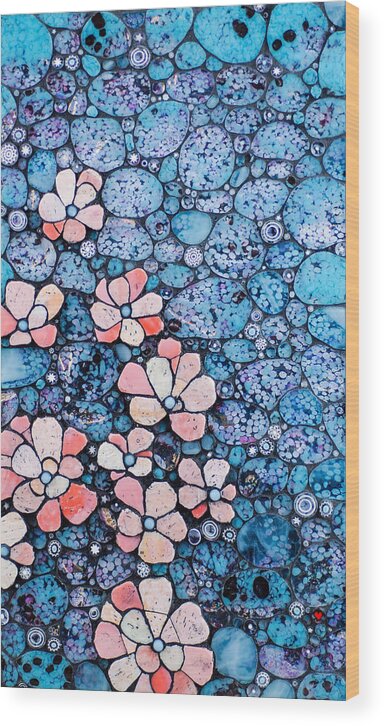 Flowers Wood Print featuring the glass art Shell Flower by Cherie Bosela